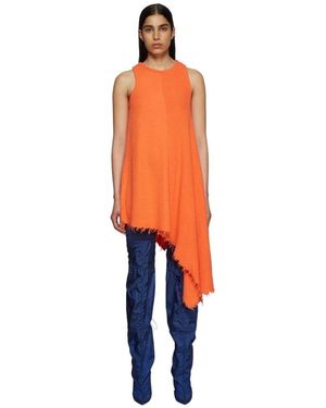 Unravel Project Asymmetrisches geripptes strickkesselkleid - Orange