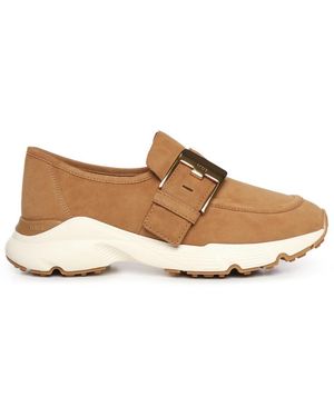 Tod's Schoenen ,Bruin ,Leer Almond-Toe Loafer - Naturel