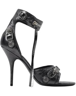 Balenciaga Stiletto Metallic Sandals For - Black