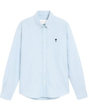 Ami Paris Overhemden ,Blauw ,Katoen De Coeur Katoenen Oxford Button-Down Shirt