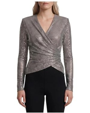 Self-Portrait Long Sleeve Tops - Gris