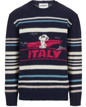 Iceberg Round-Neck Knitwear - Blu