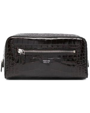 Tom Ford Kulturbeutel Aus Leder Mit Krokodildruck - Schwarz