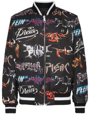 Philipp Plein Lettering Reversible Bomber Jacket - Zwart
