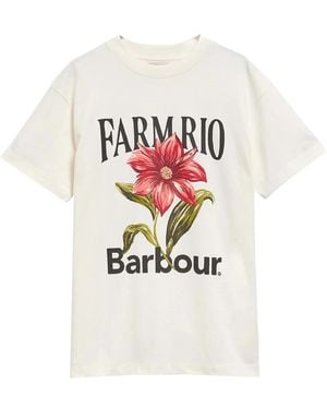 Barbour Tops ,Katoen Short Sleeve Jersey Top - Wit