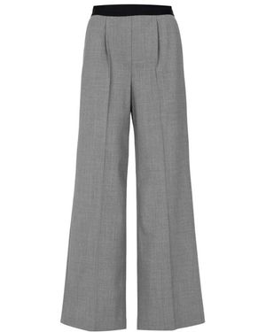 MSGM Broeken ,Grijs ,Wol Grijze Wollen Broek Met Wijde Pijpen
