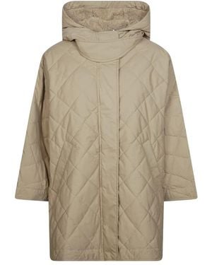 Moncler Diamond-Quilted Cape Met Capuchon - Naturel