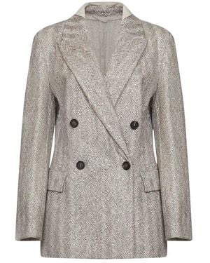 Brunello Cucinelli Jassen ,Polyester Oversized Blazer - Grijs