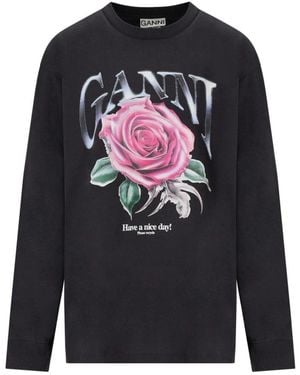 Ganni Long Sleeve Tops - Bleu