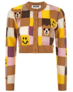 Moschino Smiley E Teddy Bear Cardigan - Gelb