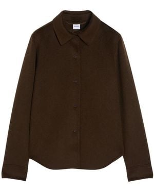 Aspesi Overhemden ,Bruin ,Wol Double-Wool Overhemd Met Bever-Effect