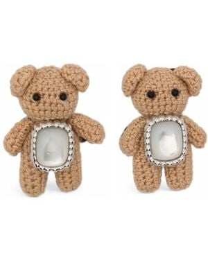 YVMIN Mini Pearlescent Bear Earrings - Mettallic