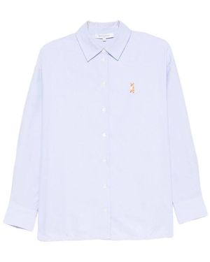 Maison Kitsuné Heldere Blauwe Lady Fox Katoenen Overhemd - Wit