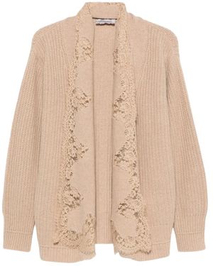 Ermanno Scervino Truien & Vesten ,Katoen Cardigan Met Kanten Details - Naturel