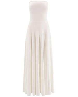 Alaïa Witte Uitlopende Linnen Jurk