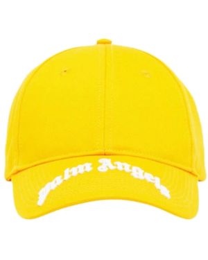 Palm Angels Accessoires ,Geel ,Katoen Curved Logo Cap