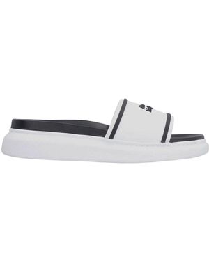 McQueen Logo Detail Rubber Slides - White