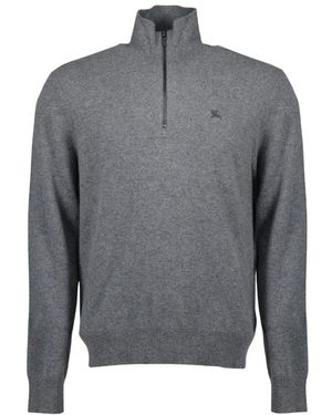 Burberry Grauer Zip-Up Pullover Mit Hohem Kragen