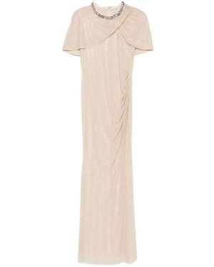 Self-Portrait Jurk Met Versierde Cape Maxi - Naturel