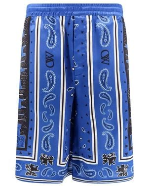 Off-White c/o Virgil Abloh Off- Nautical Viscose Bermuda Shorts With Print - Blue
