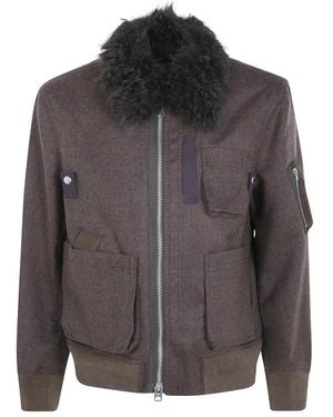 Sacai Faux Fur & Shearling Jackets - Grey