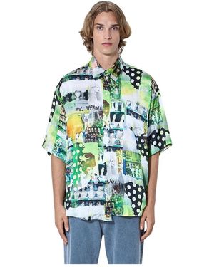 Martine Rose Overhemden ,Groen ,S/S Boxy Wrap Shirt