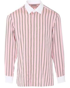 Tom Ford Overhemden ,Roze ,Oxford Stripe Zijde Jacquard Contrast Fluid-Fit Shirt