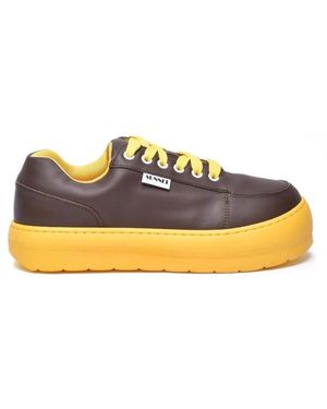 Sunnei Schoenen ,Bruin ,Leer Sneakers - Geel