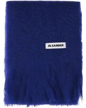 Jil Sander Accessoires ,Blauw ,Wol Mohair-Blend Sjaal