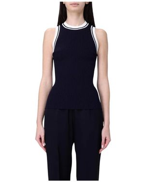 Alberta Ferretti Blauer Gerippter Ärmelloser Top
