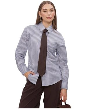 Simplee Overhemden ,Veelkleurig ,Wv-Co-Stripe-26-3 Blouse - Paars