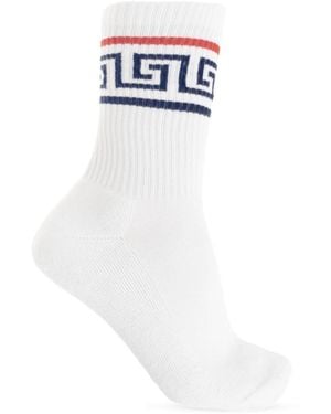 Versace Ondergoed ,Wit ,Katoen Cotton Socks With Logo