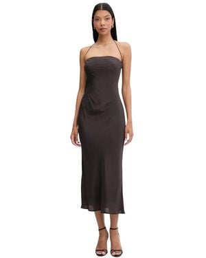 Pinko Kleedjes ,Bruin ,Polyester Viscose Maxi Jurk - Zwart