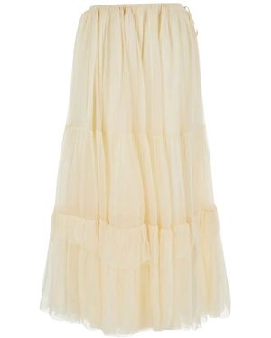 Chloé Gelaagde Ruches Maxi Rok - Naturel