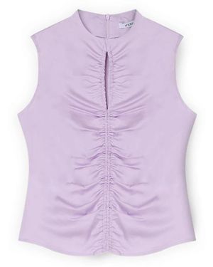 mötivi Tops ,Paars ,Satijn Satijnen Blouse Met Plooiing