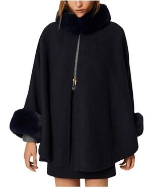 Twinset Jassen ,Blauw ,Cape Coat - Zwart