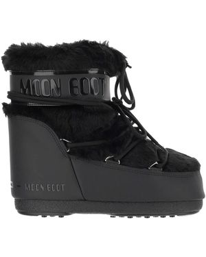 Moon Boot Schoenen ,Zwart ,Leer Icon Lage Laarsjes Met Faux Fur