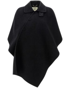 Fendi Jassen ,Zwart ,Zwarte Knoopjassen Met Spread Kraag