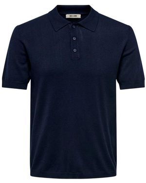 Only & Sons Tops ,Blauw ,Onswyler Life Reg 14 Ss Polo Knit Noos