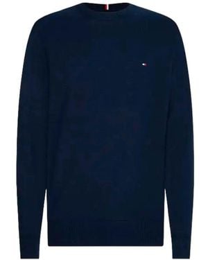 Tommy Hilfiger Truien & Vesten ,Blauw ,Katoen Pima Katoen Cashmere Ronde Hals
