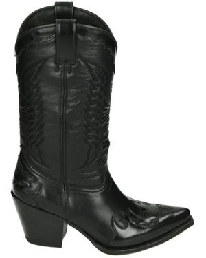 Sendra Schoenen ,Zwart ,Leer Western Dameslaars Zwarte Leren Laars