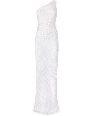 Missoni Kleedjes ,Wit ,One-Shoulder Zigzag Maxi Jurk