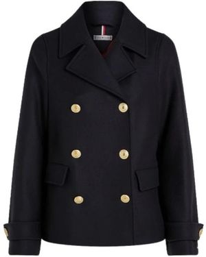 Tommy Hilfiger Double-Breasted Coats - Black