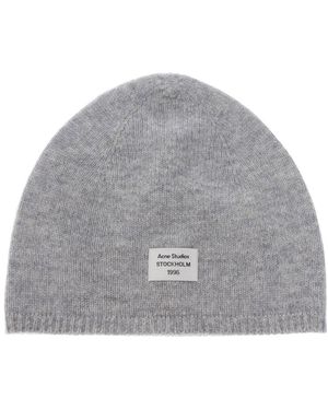 Acne Studios Kaschmir-Mütze Mit Logo - Grau