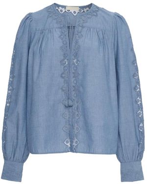Ulla Johnson Vintage-Inspirierte Langarm Chambray Bluse - Blau