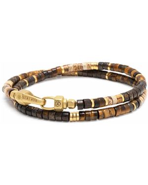 Nialaya Tiger Eye Heishi Wrap Bracelet - Metallic