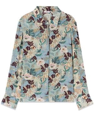Oltre Overhemden ,Blauw ,Shirt Met Patroon En Juweeldetails - Groen