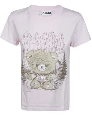 Ganni Tops ,Roze ,Katoen Basic Cotton Jersey Baby Fit Teddy Forest - Grijs