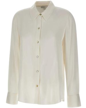 Vince Overhemden ,Wit ,Spandex Zijden Blend Slim Button-Front Blouse