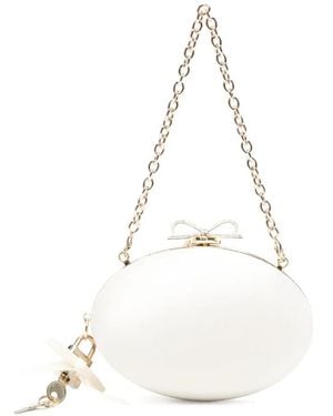 Self-Portrait Tassen ,Wit ,Polyester Satin Oval Clutch